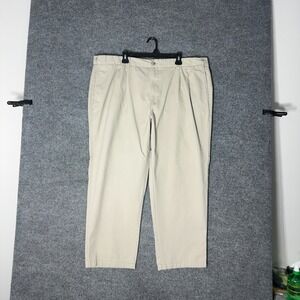 HB Chino Pants Mens 46 Beige Pleated Cotton Trousers Khaki 46/30